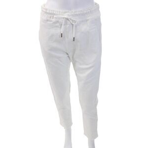 Flog Womens Mid Rise Drawstring Skinny Cropped Pants White Cotton Size 26